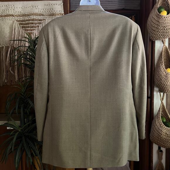 Vintage John W. Nordstrom REDA Blazer 46 Tan Wool Basketweave Sport Coat Italy - Picture 2 of 15